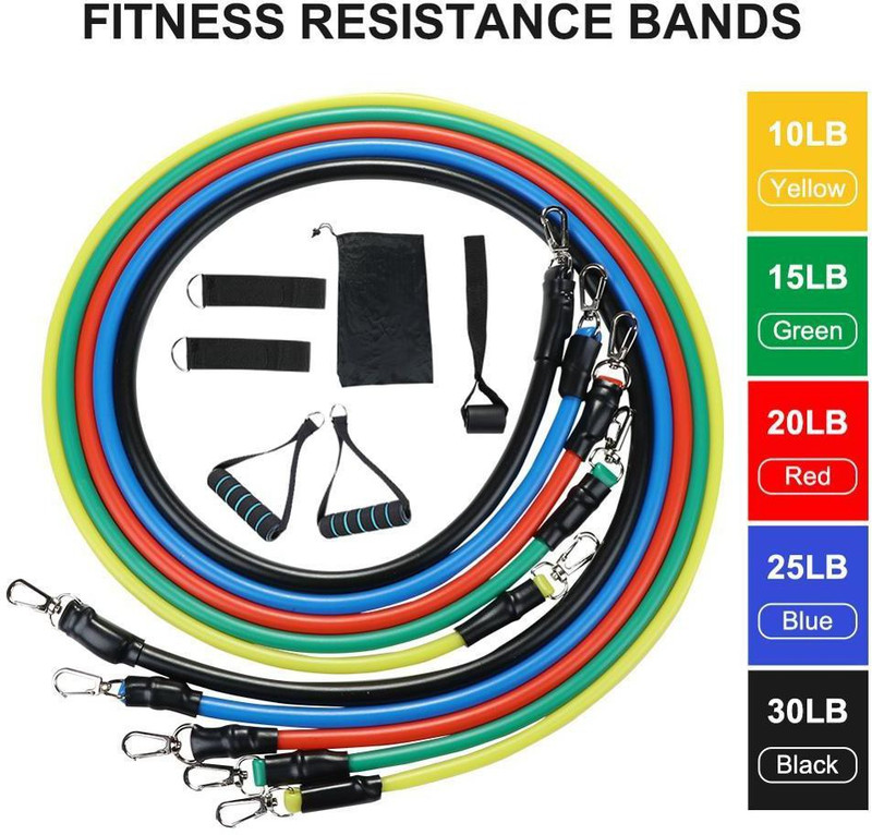 vridhaandecor 11PCS Resistance Bands Elastic Pull Rope Fitness Exercises Gym Workout Yoga Resistance Tube(Multicolor)