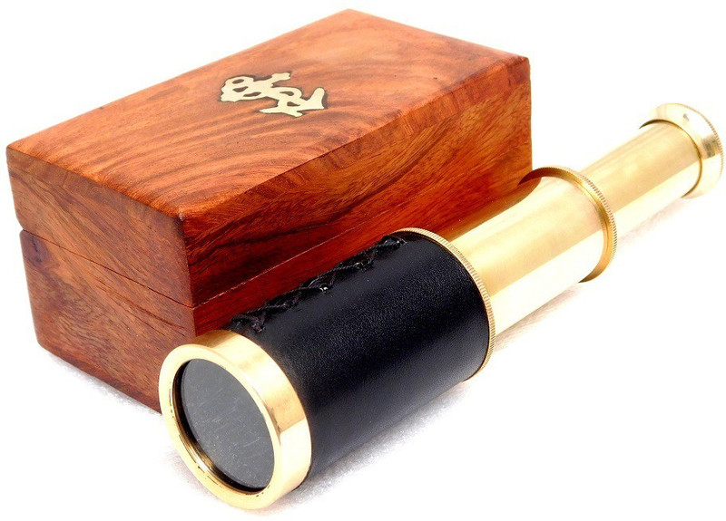 mncttketc Home decor item shop present brass 6''inch telescope with wooden box Reflecting Telescope(Manual Tracking)