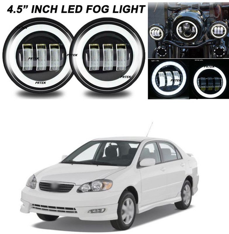 PRTEK LED Fog Lights Replacement for JK Unlimited [Halo Turn Signal & DRL] [60W] [6,500K] Compatible with Front Bumper Driving Light D402 Headlight Car, Motorbike LED for Toyota (12 V, 60 W)(Corolla, Pack of 2)
