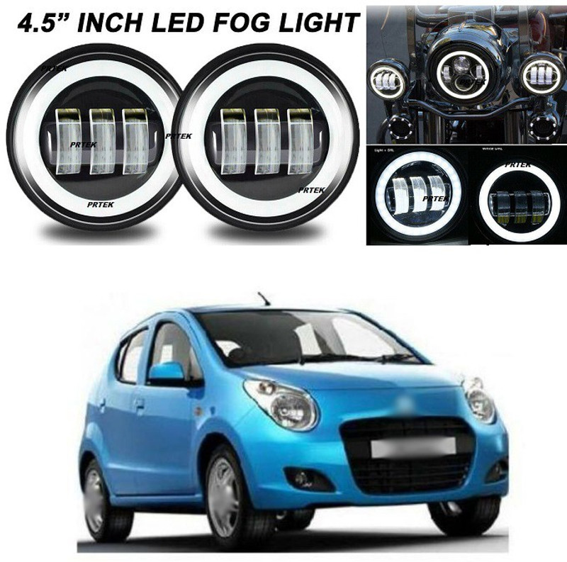 PRTEK LED Fog Lights Replacement for JK Unlimited [Halo Turn Signal & DRL] [60W] [6,500K] Compatible with Front Bumper Driving Light D268 Headlight Car, Motorbike LED for Maruti Suzuki (12 V, 60 W)(A-Star, Pack of 2)