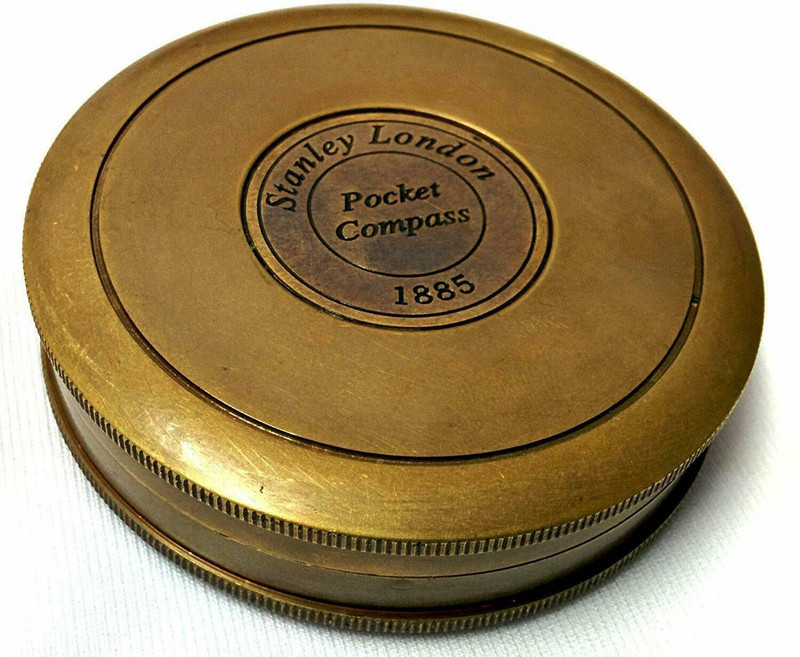 Ascent India Antique Vintage Brass 3" Compass Maritime Stanley London 1885 compass Gift Item Compass(Brown)