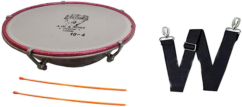 KANHA HUB Ultimate Steel Dhol Tasha Drum 16 inch (15x2) with Stick Conga(Calfskin, Skin)