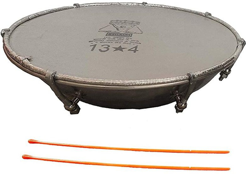 new jaibharat musicals Steel Dhol Tasha Drum 10 inch (10x4) with Stick Nut & Bolts Dholak(Silver)