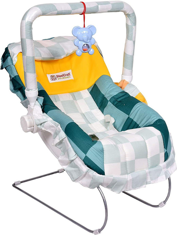baby tone B.T 12 IN 1 Premium Baby feeding swing carry cot cum with mosquito net Rocker and Bouncer(Yellow, Green)