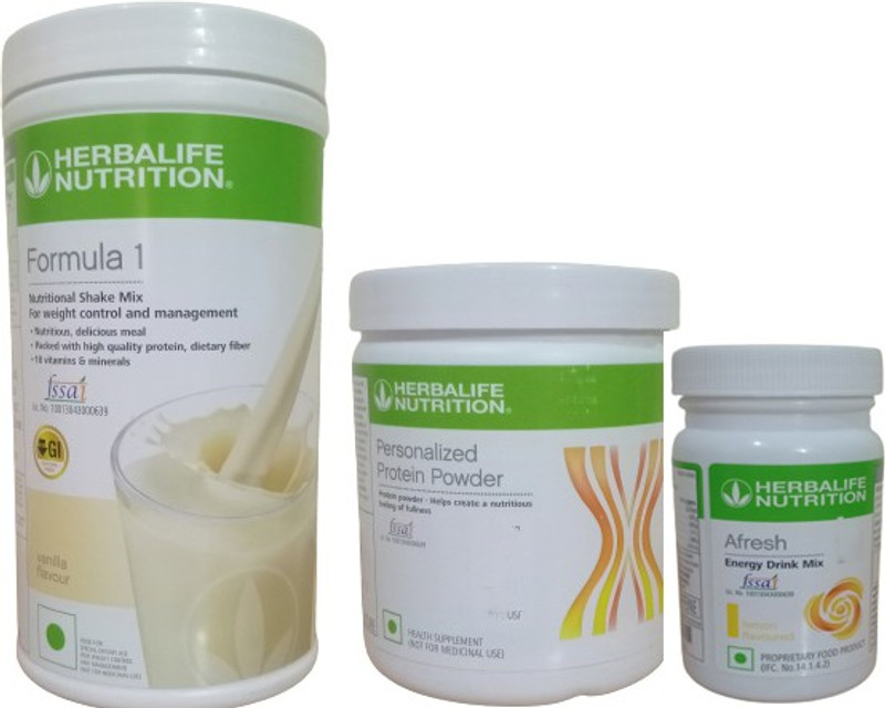 HERBALIFE Weight Loss Combo: Formula 1 Nutritional Shake+Protein Powder+Afresh Energy Drink Sports Drink(750 g, Vanilla & Lemon Flavored)