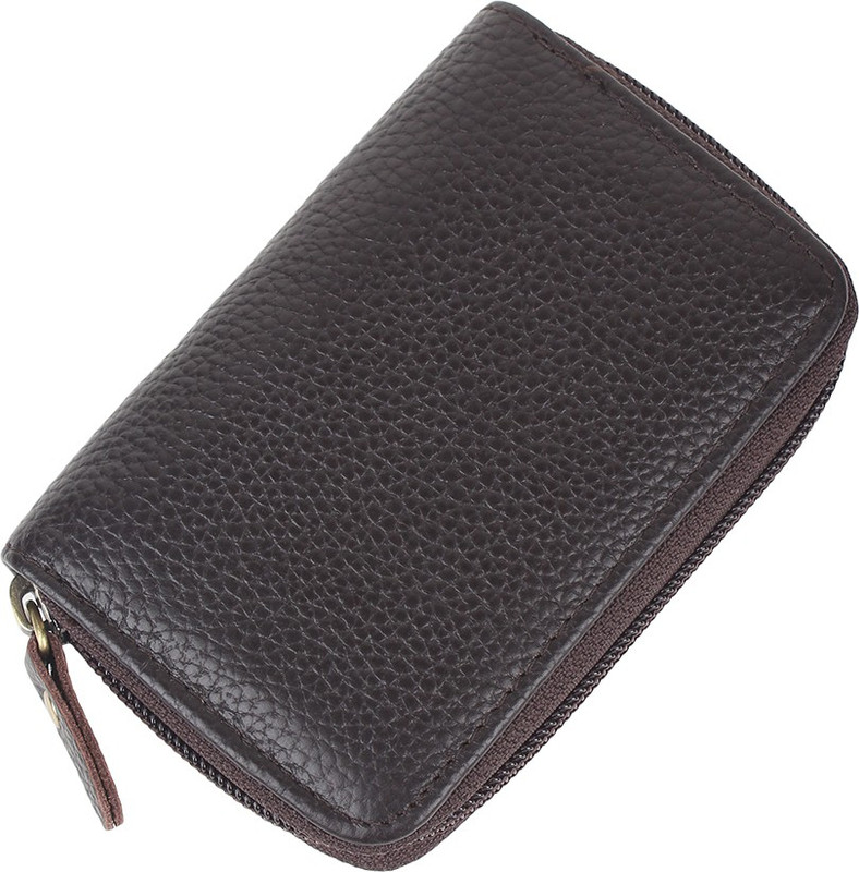 StealODeal Dark Brown High Quality Leather Zipper 10 Card Holder(Set of 1, Brown)