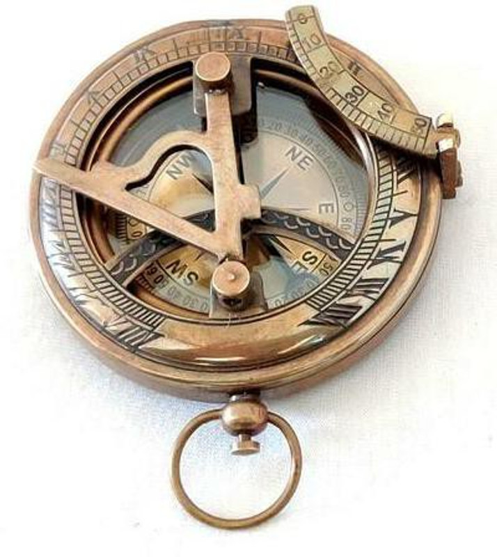 Ascent India Brass Push Button Sundial Compass Collectible Pocket Compass Gift Compass(Gold)
