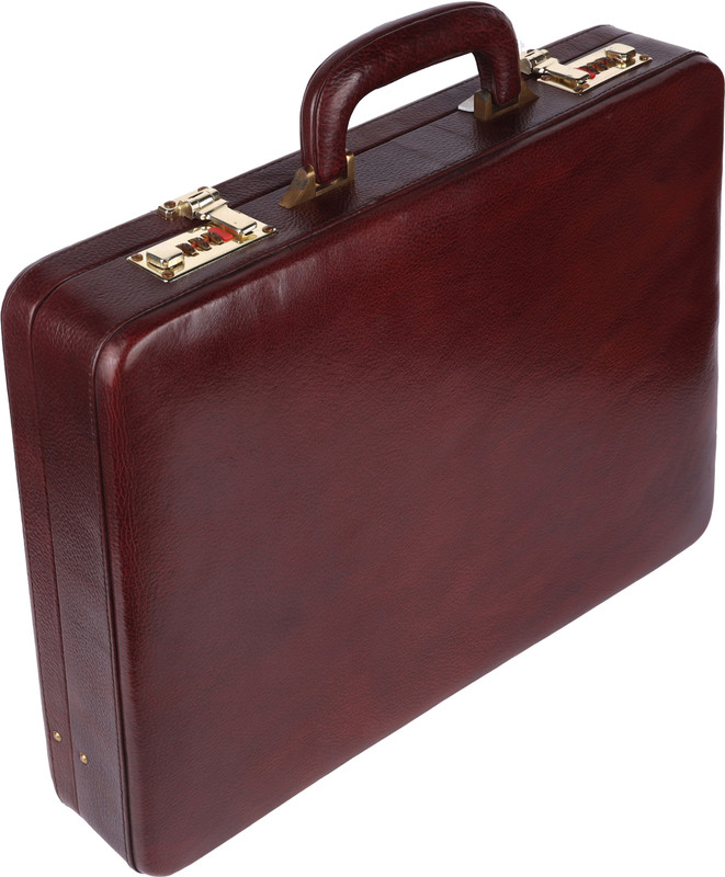 india leather Genuine Leather Black Briefcase/ Attaché Case with Dual Customizable Locks Large Briefcase - For Men & Women(Black)