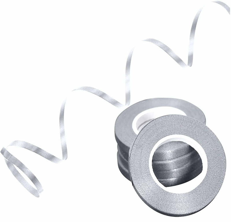 ZYOZI Balloon Curling Ribbon for Decoration (Silver, 12 Pcs) Silver Nylon Ribbon(Pack of 12)