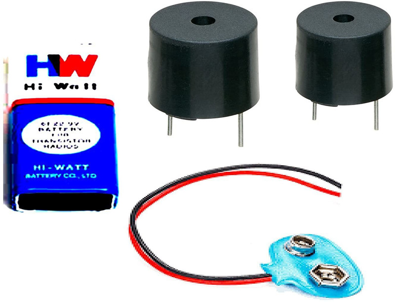 Cam cart CTE049 DIY 5V Buzzer With Hi-Wi 9V Battery & Connector, Combo Of 4, Multi-Color Educational Electronic Hobby Kit