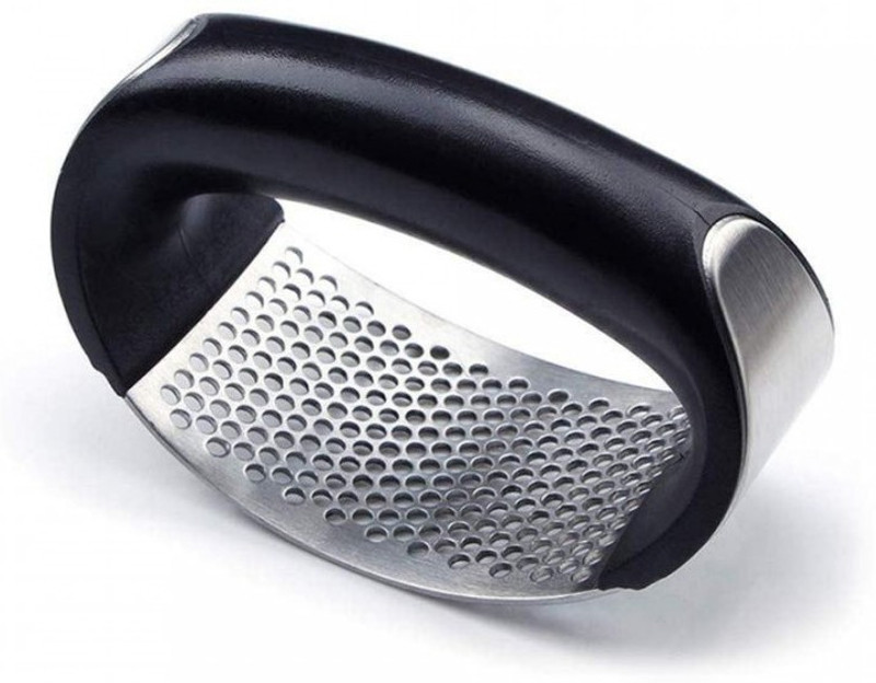 MBVTREADS Garlic Presser Squeeze Press Crusher Stainless Steel Kitchen Tools Garlic Press(Black)