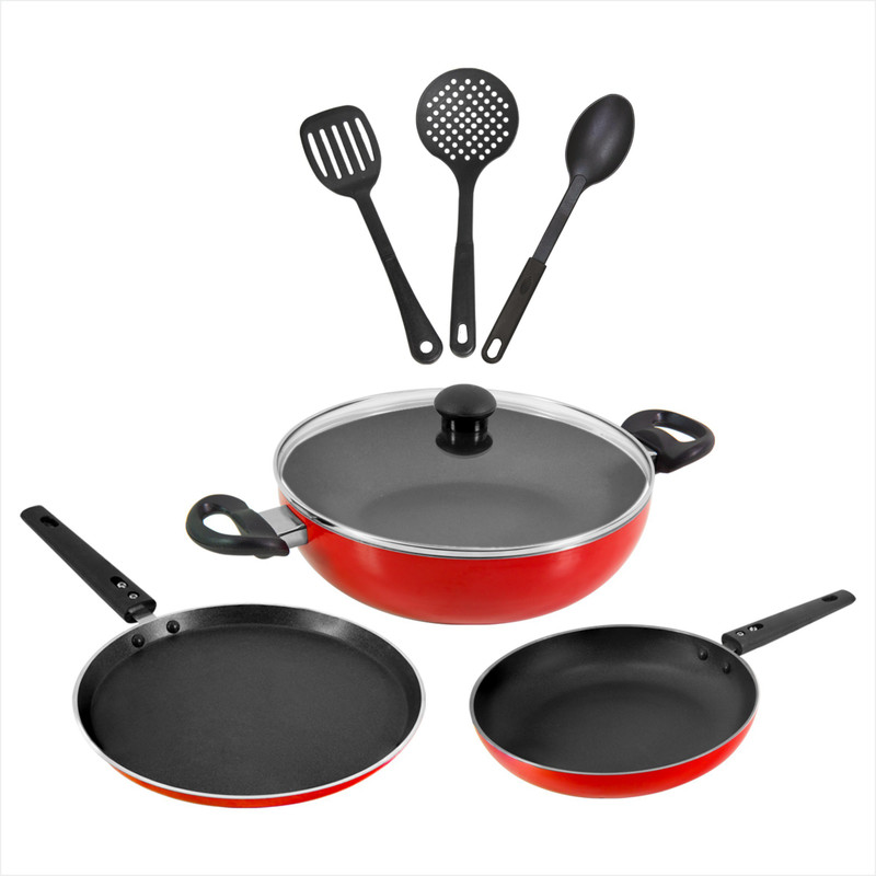 Butterfly Rapid Kitchen Combo Pack Induction Bottom Non-Stick Coated Cookware Set(Aluminium, 7 - Piece)