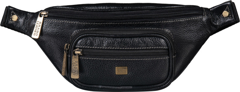 BRAND LEATHER Stylish Genuine Leather Waist Bag Elegant Style Travel Pouch Passport Holder with Adjustable Strap for Multipurpose Use WAIST BAG(Black)