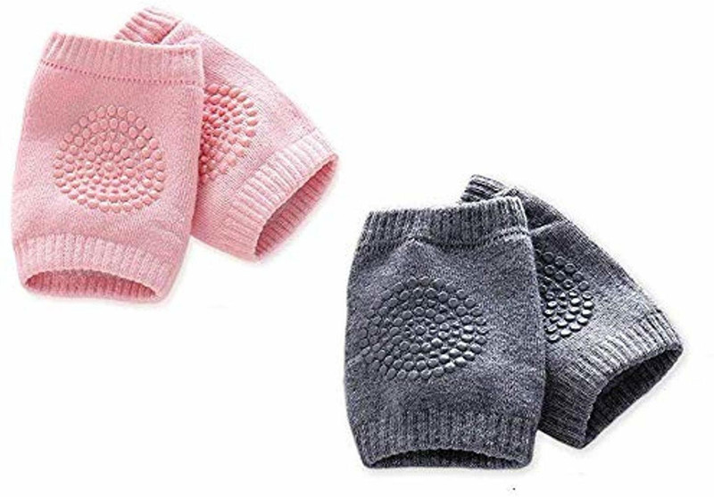 Varnee Baby Knee Pads for Crawling, Anti-Slip Padded Stretchable Elastic Cotton Soft Breathable Comfortable Knee Cap Elbow Safety Protector (Set of 2 Pairs)\) GREY PINK Baby Knee Pads(Knee Elbow Pad)