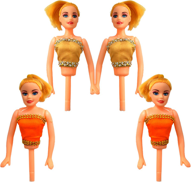 PopTheParty Barbie Doll Cake Topper Decoration Edible Cake Topper(Yeallow, Orange Pack of 4)