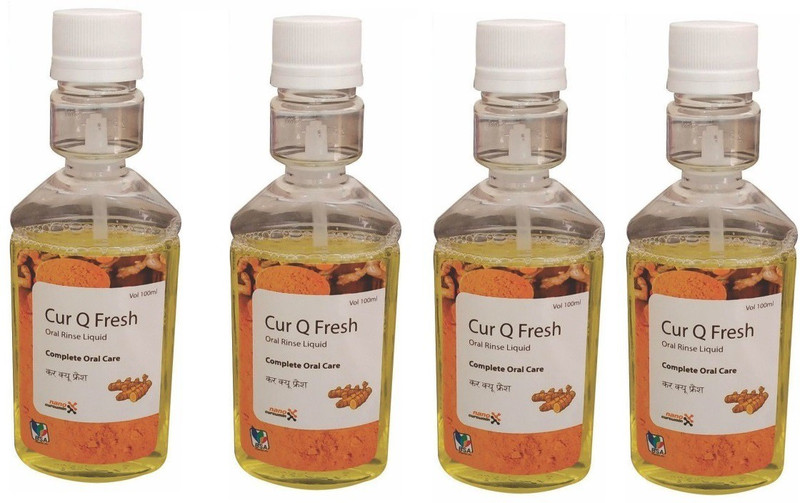 BSA PHARMA CUR-Q-FRESH-CURCUMIN MOUTH WASH Pack Of 5 - Mint, Tusli, clove oil, curcumin(500 ml)