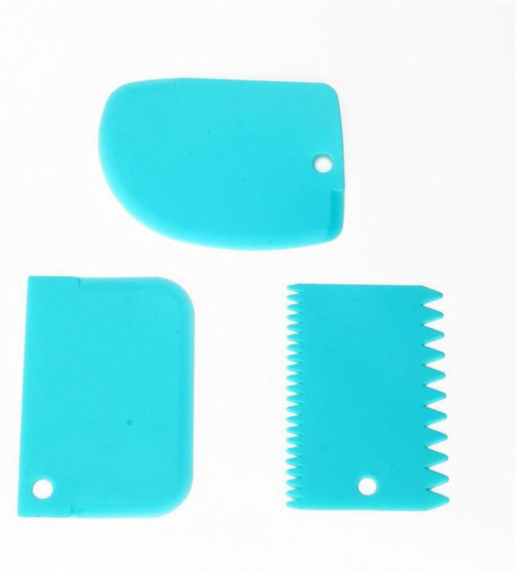EZZI 3 pcs plastic side scrapper for cake Baking Smoother & Polisher(Green, Orange)