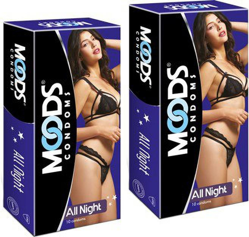 MOODS All Night Climax ( Fire Up For Satisfaction ) 10's Condoms Condom(Set of 2, 20 Sheets)