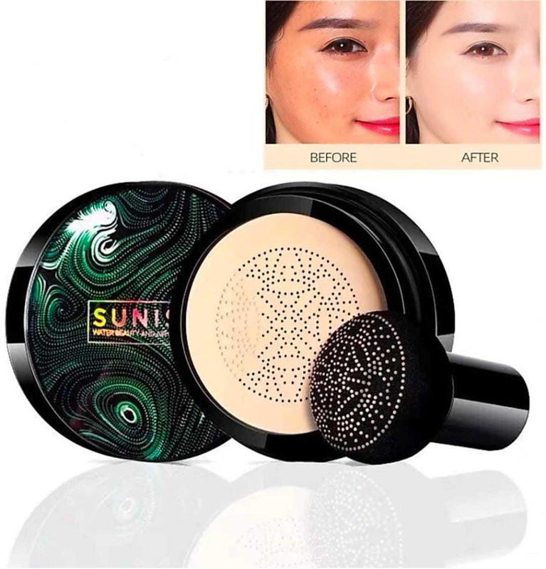 Plethora Sunis BB Cream Air Cushion Foundation Korean Mushroom Head CC Cream Concealer Whitening Cosmetic Waterproof Brighten Face Base Tone Foundation(Ivory White, 20 g)