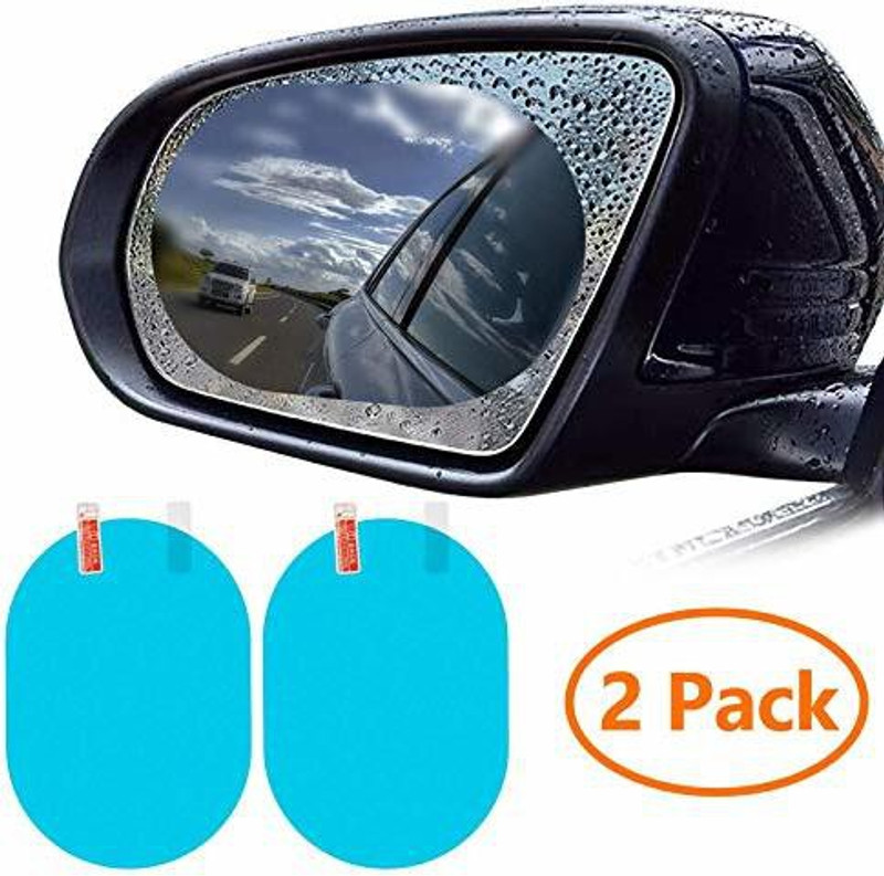 LAVITRA Car Rearview Mirror Rainproof Film Waterproof film| Protective Film|Anti-Fog|Anti-Glare|Anti-Scratch| for All Vehicle Models and multipurpose use at home mirrors. Set of 2 (Oval) Car Mirror Rain Blocker(Blue)