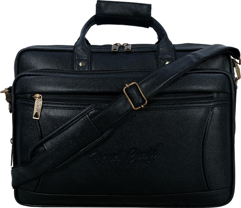 Hard Craft Vegan Leather 15.6 inch Large Size Large Briefcase - For Men(Brown)