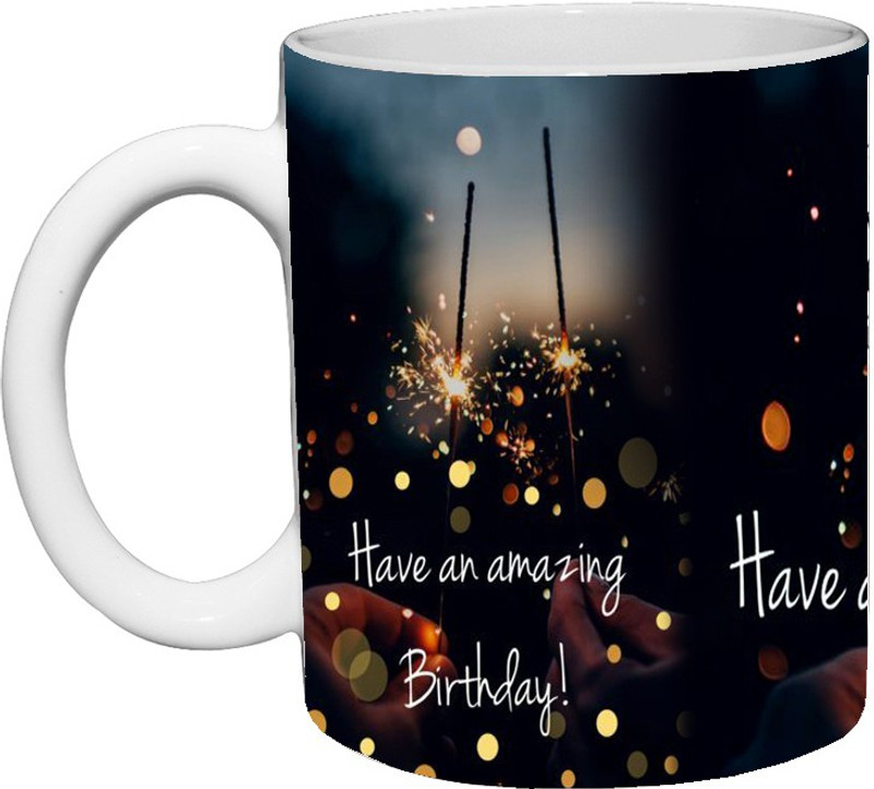 Murli Textiles An Amazing Happy Birthday Ceramic Coffee for Friend, Girlfriend & Boyfriend Glossy Finished With Vibrant Print (350ml) Ceramic Coffee Mug(350 ml)