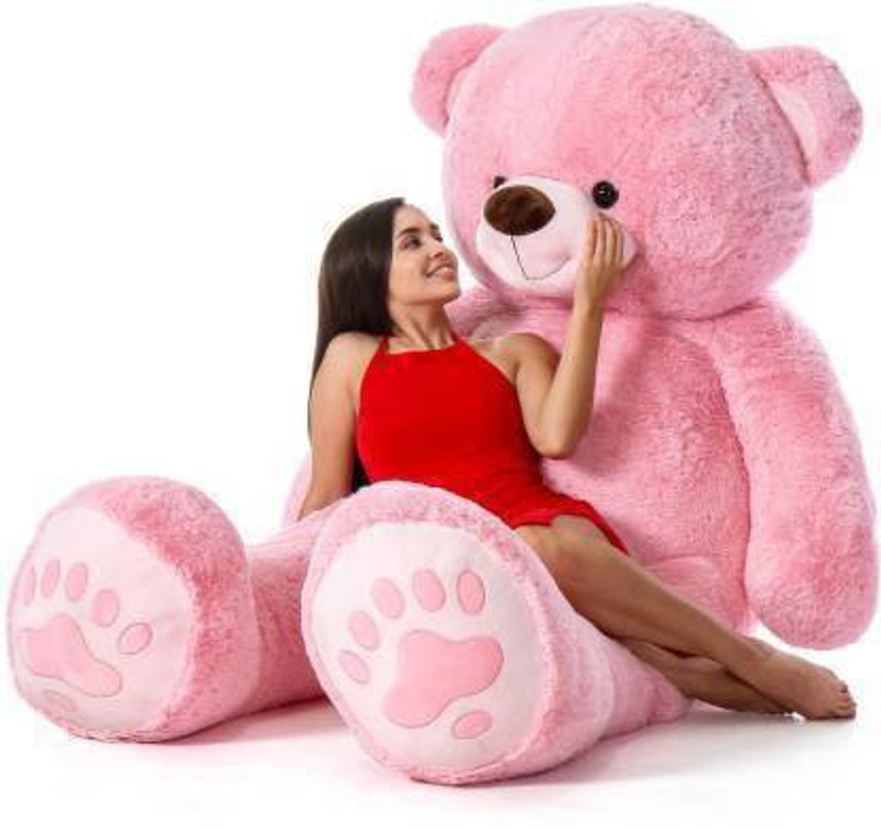 Gking stuffed toys 4 feet pink teddy bear / high quality / love teddy For girls valentine & Anniversary gift / cute and soft teddy bear -120 cm (Pink) - 120 cm (Pink)  - 120 cm(Pink)