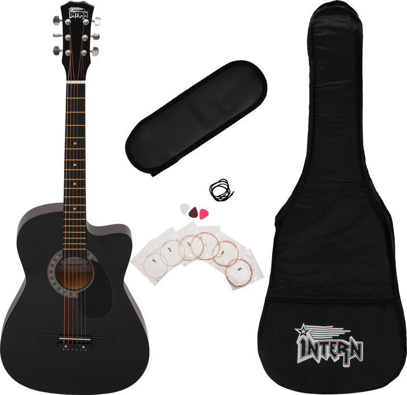 intern INT-38C-BL Acoustic Guitar Linden Wood Rosewood Right Hand Orientation(Blue)