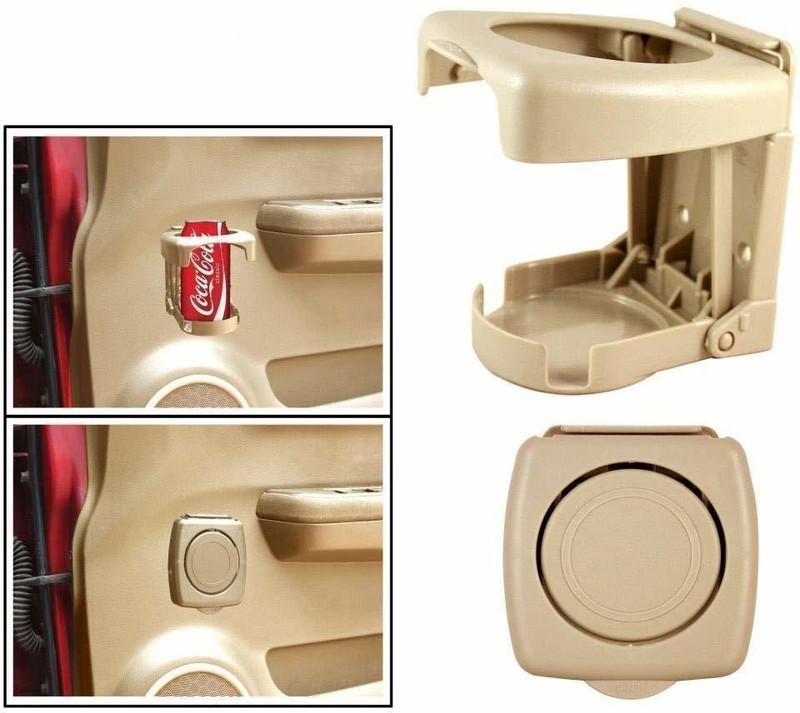 carfrill Folable Multifunctional Bottle/Cup/Glass/Drink Holder Compatible with Mahindra Xuv-500 (Beige) - 1 Piece Car Bottle Holder(Plastic)