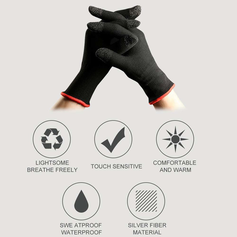 frokht Gaming Gloves, Anti-Sweat Breathable, Highly for All Mobile Phone Game Gym & Fitness Gloves(Black)