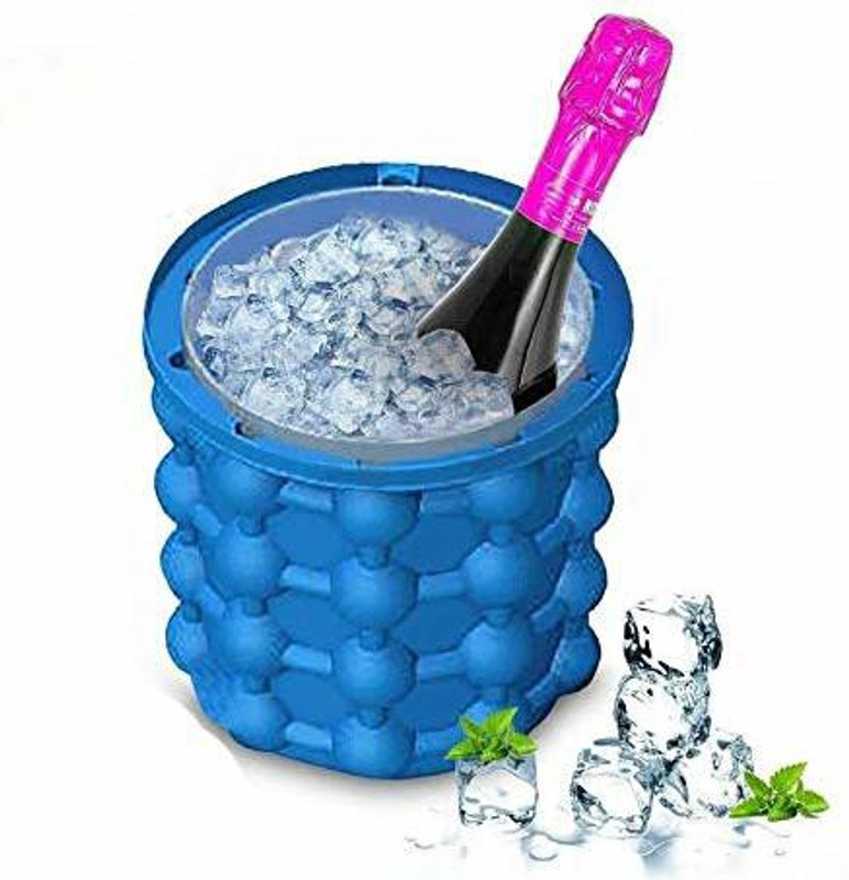 UVKU 1 L Plastic, Silicone Ice Cube Maker Genie Silicone ML-0729 Ice Bucket(Blue)