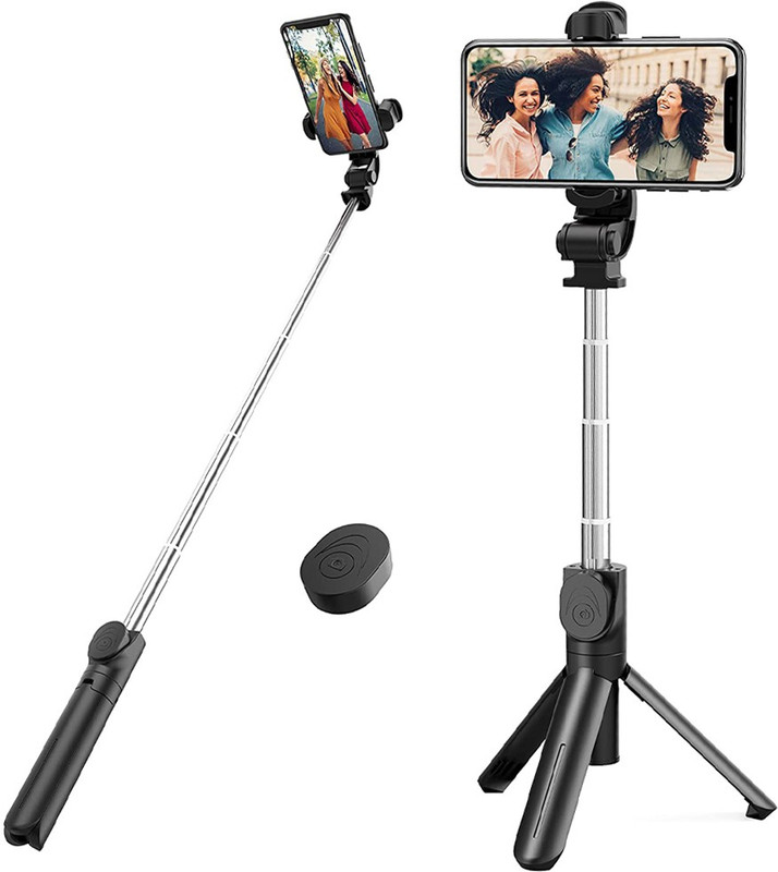 ZOKMOB XT02 Professional Video and Picture Catcher Bluetooth Selfie Stick Tripod Stand Monopod, Tripod, Tripod Kit(Black, Supports Up to 1500 g)