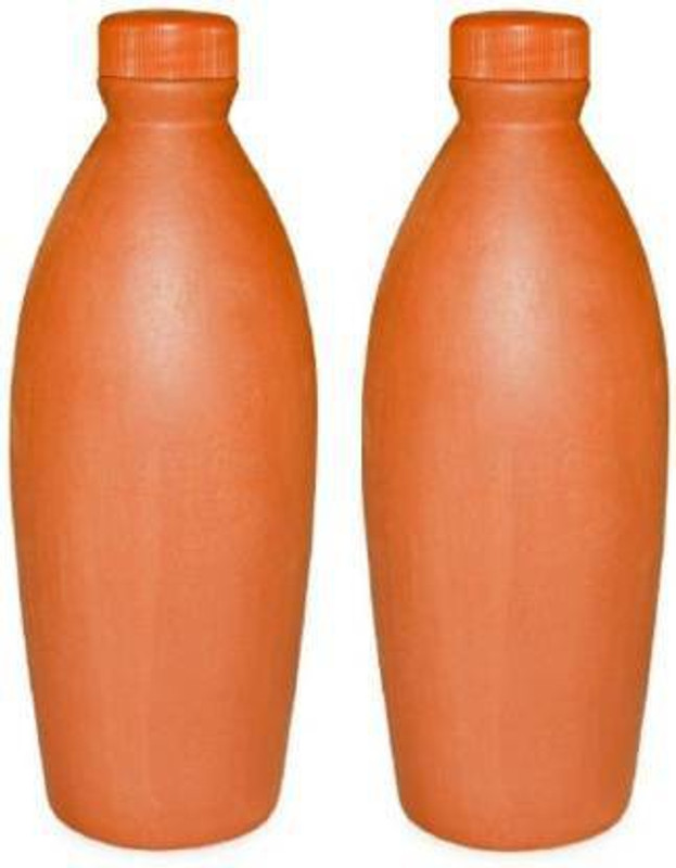 Newai Clay Bottle331 1000 ml Bottle (Pack of 2, Brown, Clay) 1000 ml Clay Bottle(Pack of 2, Brown)