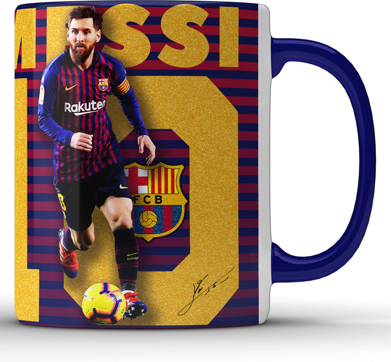 Unbounded Company Messi FC Barcelona Blue Ceramic Coffee Mug(325 ml)