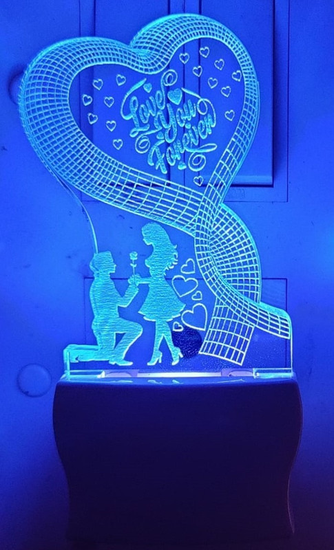 jkart 3D Latest Love u Forever Acrylic Colour Changing 3D Illusion LED Night Lamp for Bedroom Night Lamp(10 cm, White, Clear)