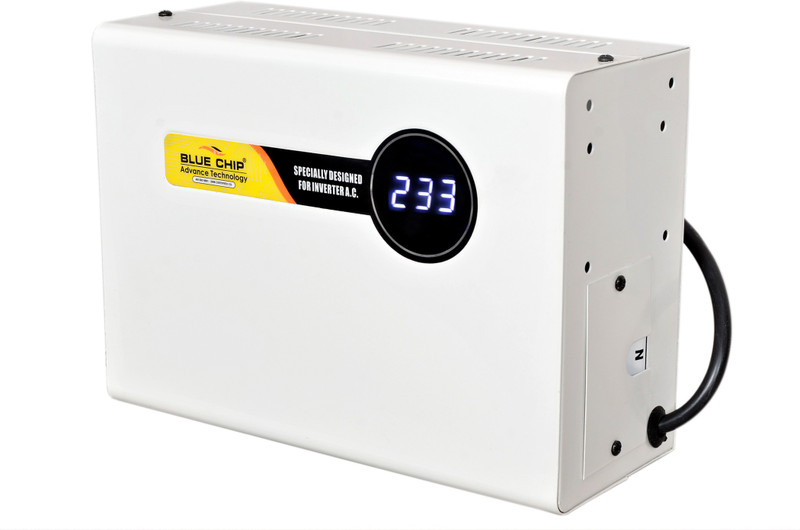 BLUECHIP Voltage Stabilizer for Upto 1.5 Ton AC for Home with Digital Display and Metallic Body ( 4kVA , Working Range - 150-300 V , Wall Mount) Voltage Stabilizer for Upto 1.5 Ton AC for Home with Digital Display and Metallic Body ( 4kVA , Working Range - 150-300 V(Off-White)