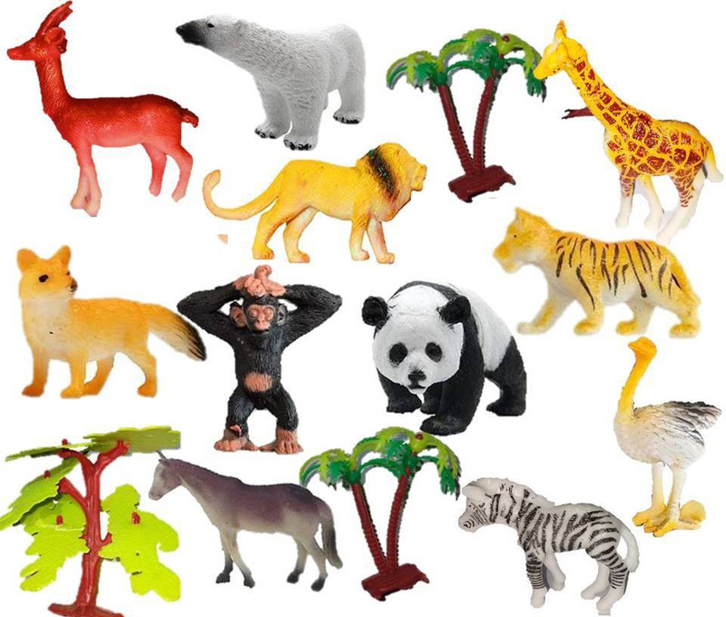 Mallexo Soft Animal Toys for Kids Set of 15PC Jungle Animal Toy Set for Kids Safely Play Toys Set Multi-Color Forest Animals Toys Pack for Boys and Girls - Animal Action Figures(Multicolor)