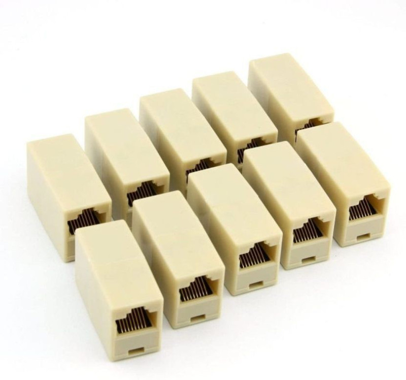 Sadow Pack of 10 Cable Extender Adapter Cat 6 Ethernet Coupler Extender Adapter Support Cat6 / Cat5e / Cat5 Standards, RJ45 Adapter Cords Shielded Female to Female Wireless Ethernet Lan Adapter compatible with Windows(1000 Mbps)