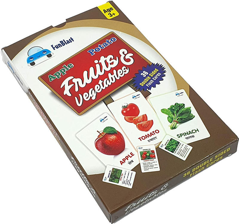 FunBlast Fruits & Vegetables Flash Card, Pack of 36 Double Sided Flash Card for Kids -Multicolor(Multicolor)