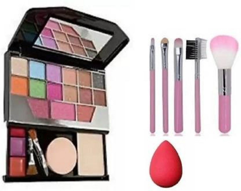 Zuen Ultimate colorfull makeup kit 5024 multicolor with 5 brush makeup set and 1 beauty blender(Pack of 3)