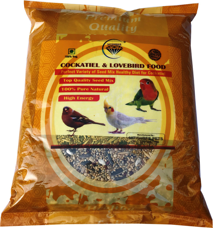 Nitishree Premium Birds Food for All Budgies and Parakeet | Daily Birds Food Seed Mix-500 gm Nuts 0.5 kg (4x0.12 kg) Dry New Born, Young, Senior, Adult Bird Food