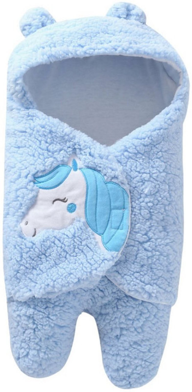 BRANDONN New Born Hooded Supersoft Swaddle Wrapper Cum Sleeping Bag For babies Sleeping Bag(Blue)