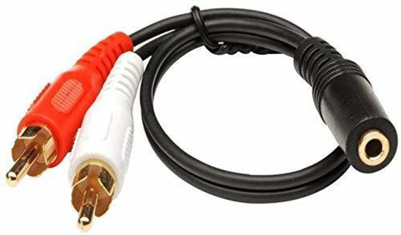 PAC  TV-out Cable 3.5Mm Female Stereo Jack To 2 Rca Male Plugs Cable 1.5 Meter(Black, For TV, 1.5 m)