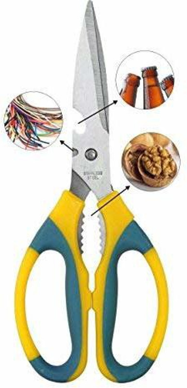 JSR CART Multipurpose Kitchen Household scissor Iron All-Purpose Scissor (Pack of 1) Scissors(Set of 1, Orange, Yellow)