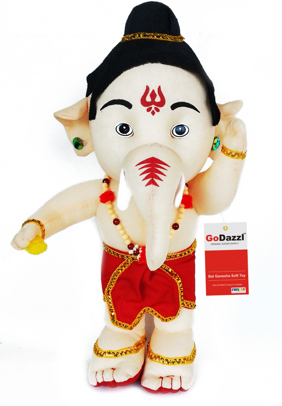 GoDazzl Bal Ganesh Ganpati Teddy Bear Soft Stuffed Plush Toy Kid for Children Gift- 45 CM  - 45 cm(Beige, Red)