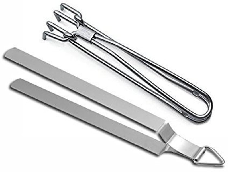 IKIS Kitchen Tong Set of 2,Stainless Steel Tong,Food Serving Tongs,Tong,Tongs,Stainless Steel Pakkad,Stainless Steel Wire Tong,Stainless Steel Tong Roti Chapati Chimta,Steel Chimta 20 cm Utility Pakkad Set(Pack of 2)