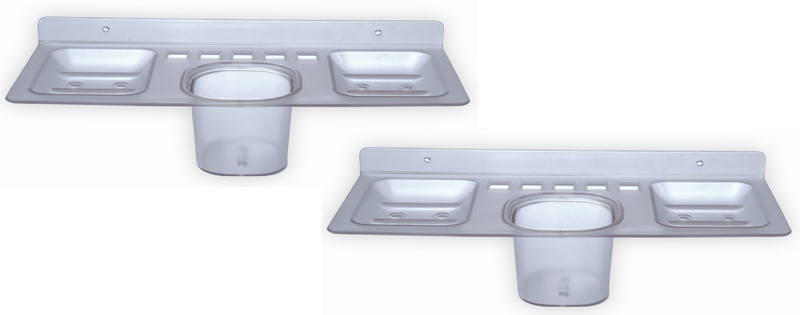 SSS - 4in1 (Soap case/Set of 2 pcs) Acrylic Toothbrush Holder(White, Wall Mount)