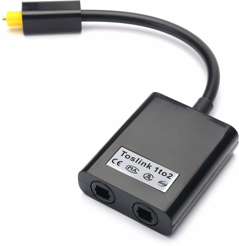 LipiWorld Black Digital Optical Audio Splitter 1 Male in 2 Female Out Toslink Audio Splitter Fiber Optical Cable Splitter Phone Converter(Android, iOS)
