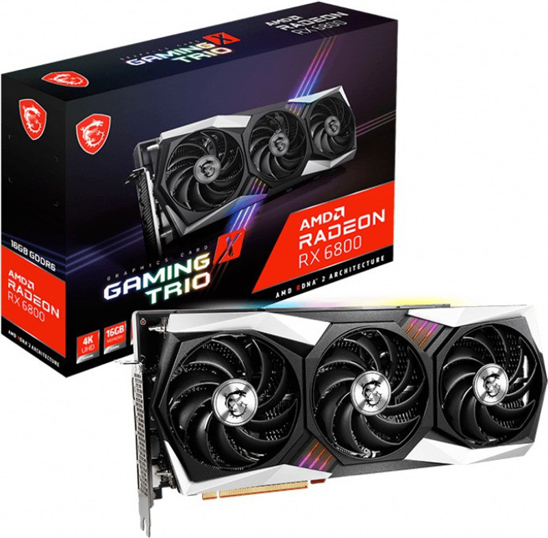 MSI Radeon RX 6800 GAMING X TRIO 16G GDDR6 16 GB AMD Radeon Chipset 256 bit 2155 MHz Graphics Card(Black)