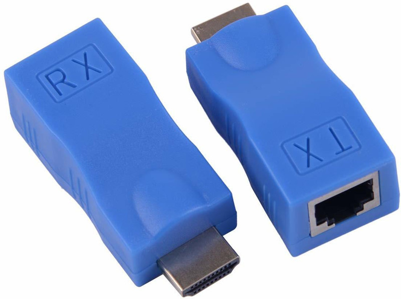 viaxos 2Pcs Hdmi Extender to RJ45 LAN Network Extension TX RX Cat5e CAT6 Lan Adapter Wired Ethernet Lan Adapter compatible with Windows, Linux, Mac(300 Mbps)